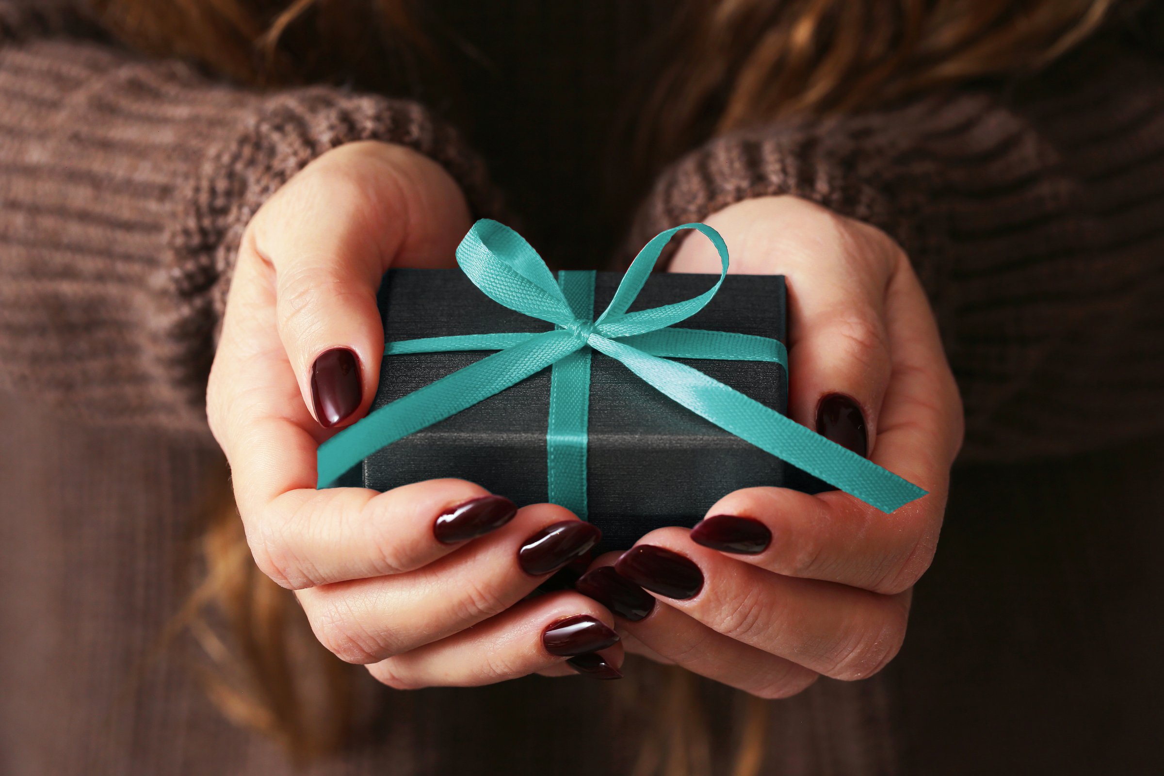 Christmas or birthday surprise. Opening present special occasion. Valentines day background