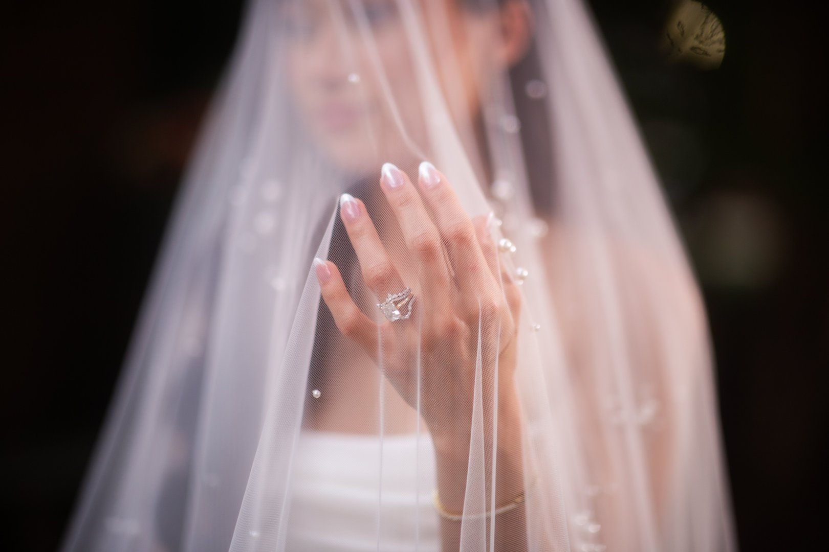 Wedding couple celebrating at reception