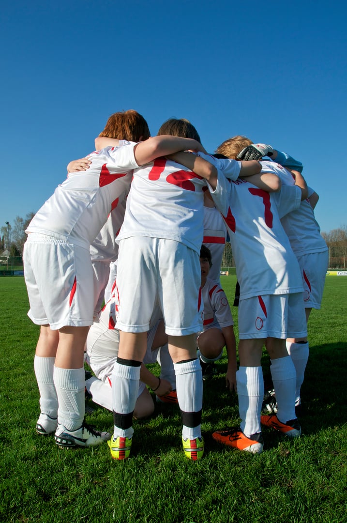 Handball players in action