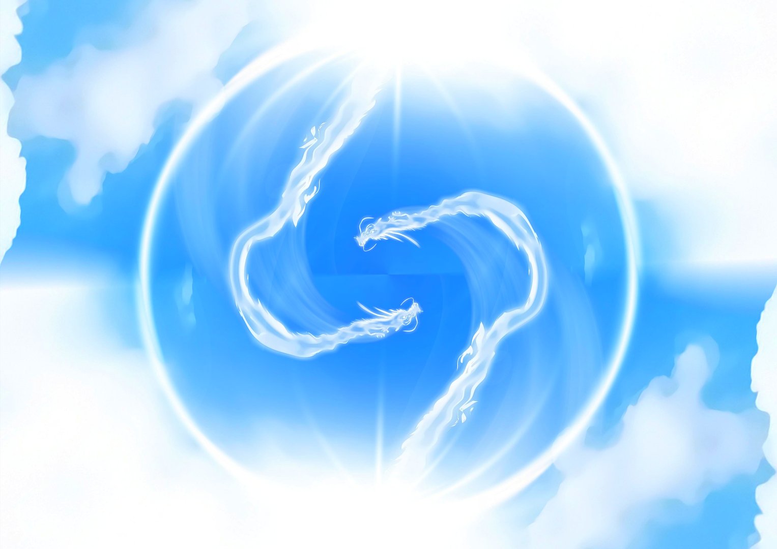 3d illustration of abstract dragon shaped clouds swirling in blue sky