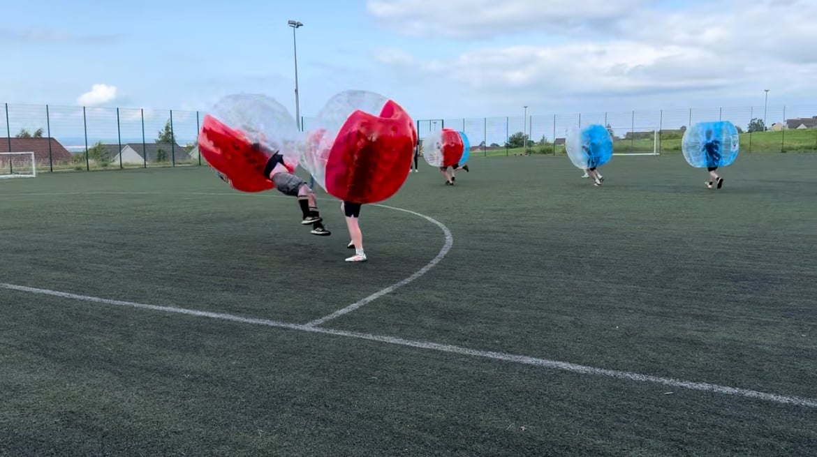 Dynamic bubble football action from ProBubble Football
