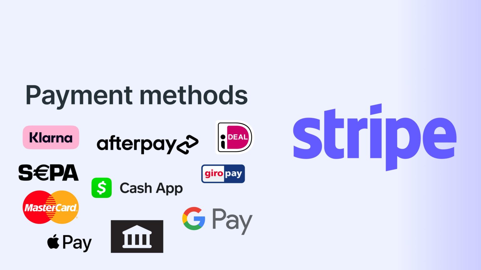 Stripe supported payment methods including credit cards, digital wallets, and bank transfers