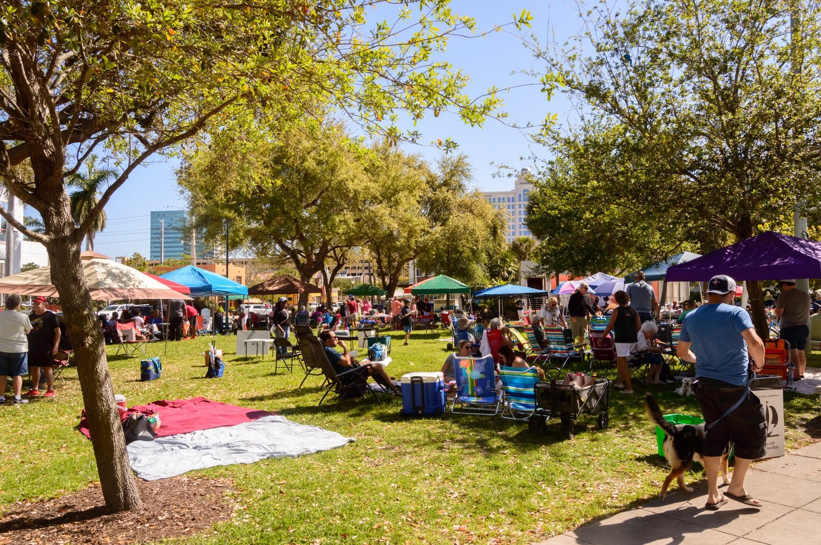 Broward county Jazz festival on Las Olas BLVD Ft. Lauderdale FL. March 2018. Street vendors and people from all around enjoying the live music and socializing with others.