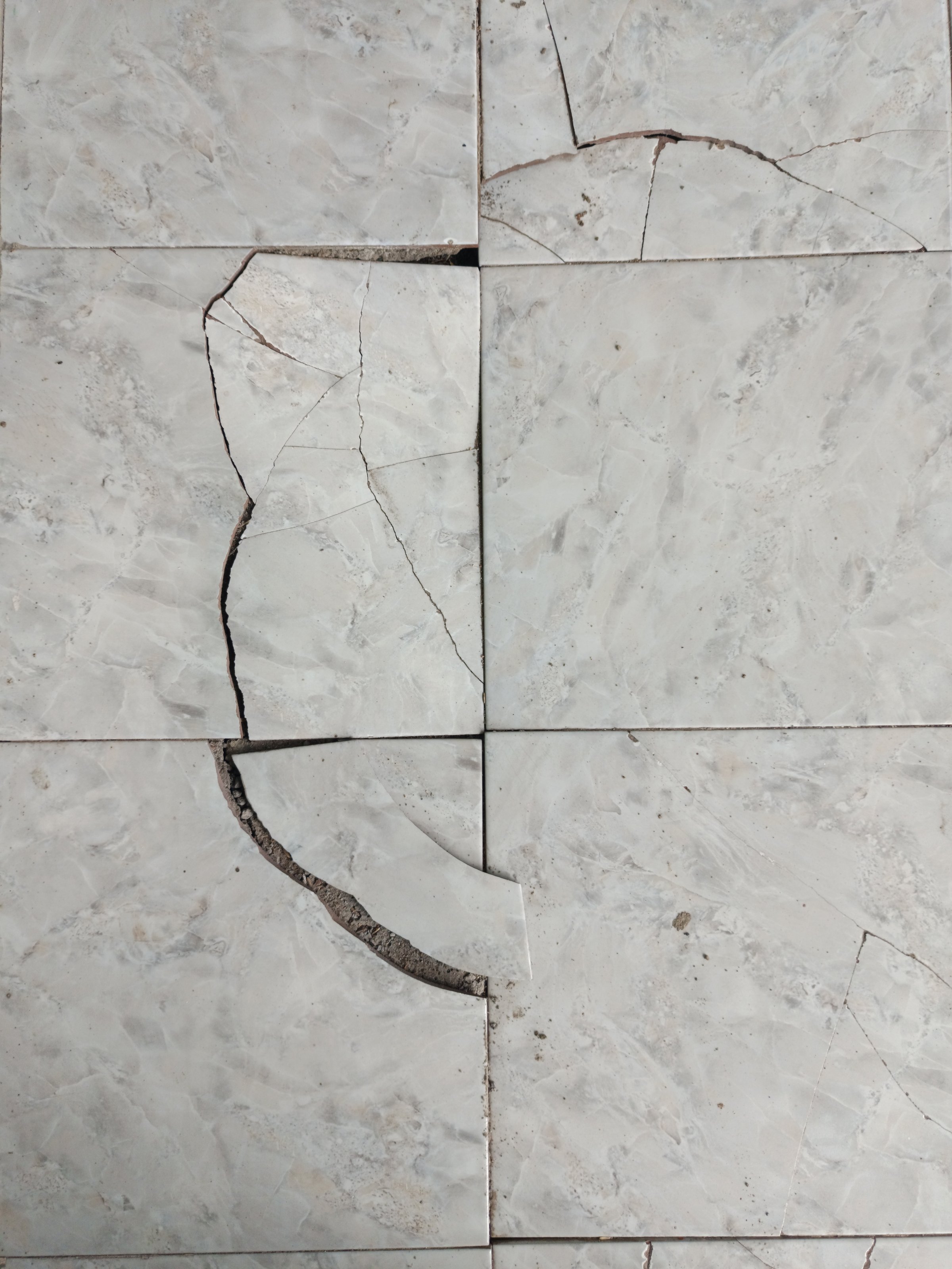 The ceramic floor is broken and needs to be repaired