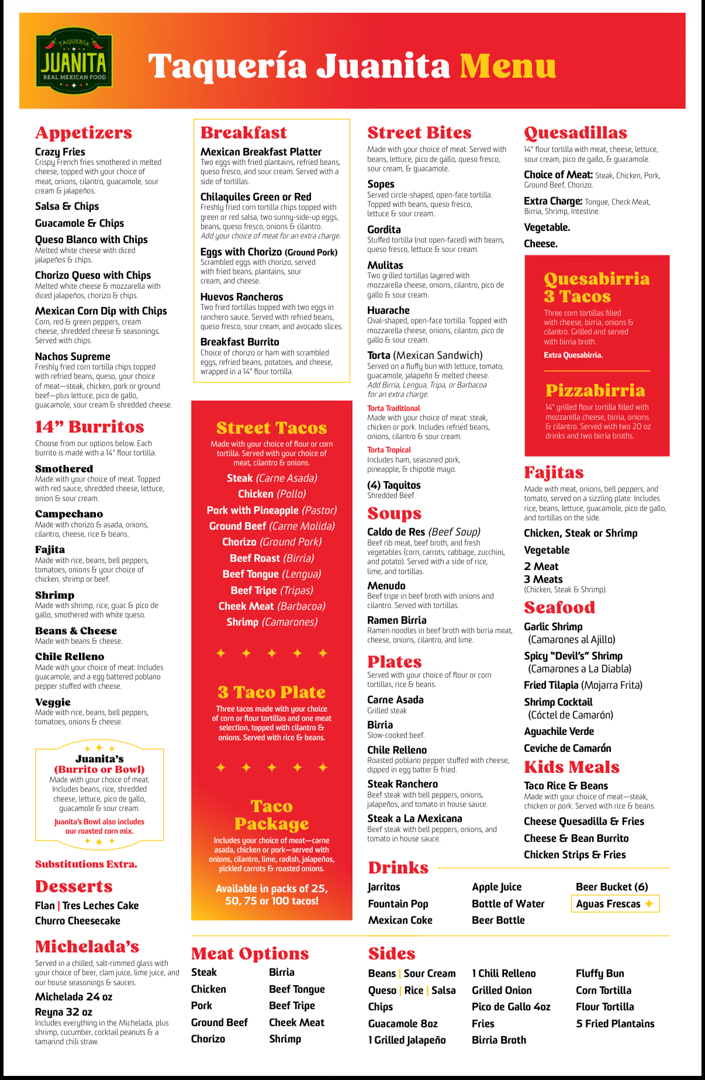 Taqueria Juanita Menu