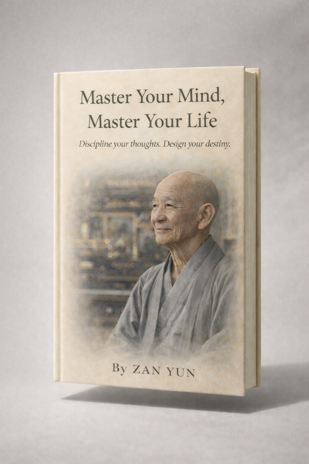 Monk on mountain at sunrise