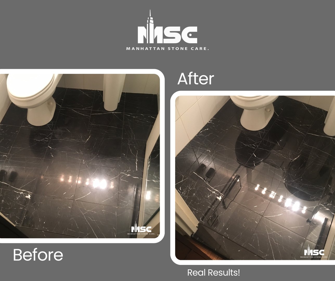 Manhattan Stone Care Marble Floor Restoration before and after in New York City