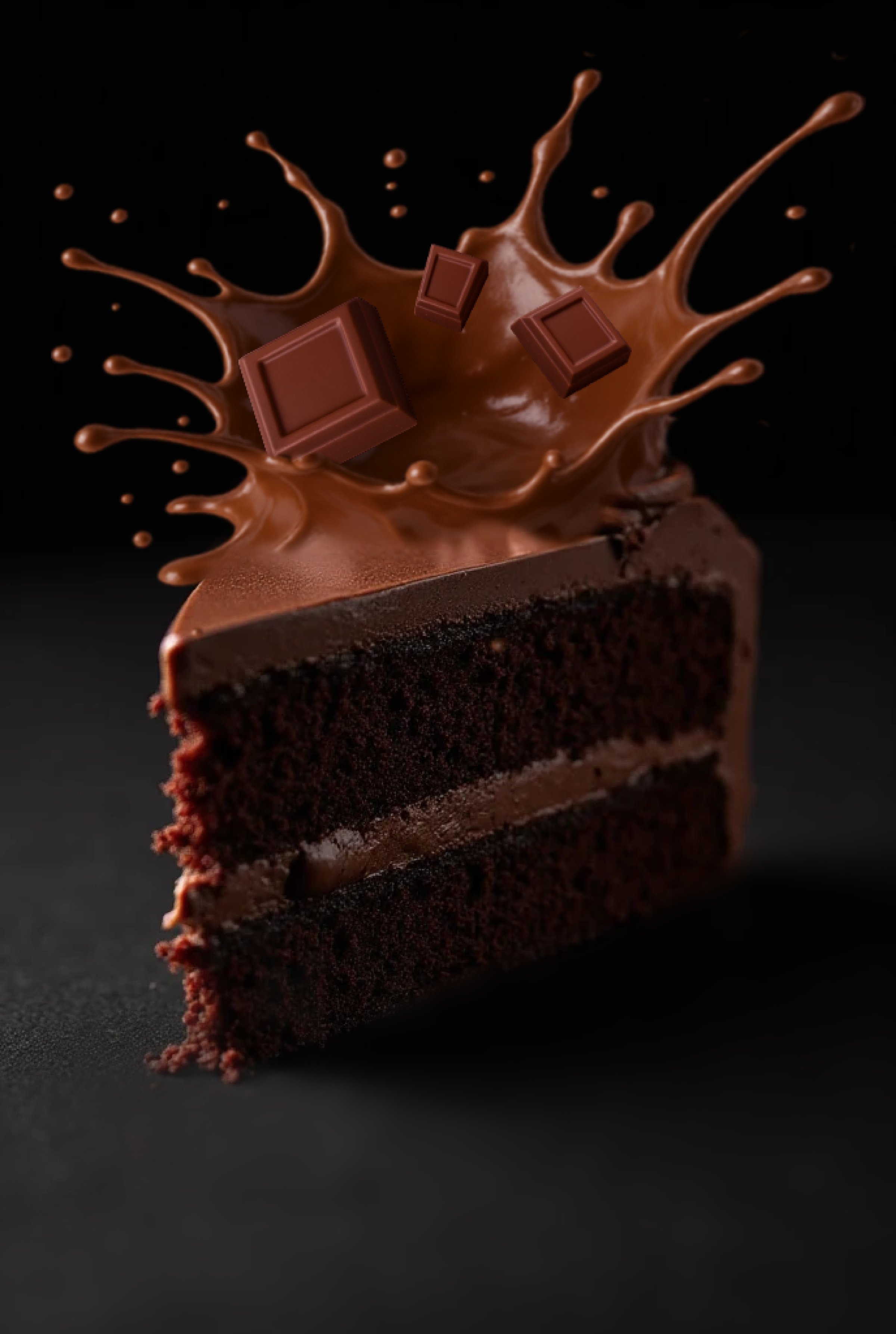 Rich chocolate cake slice