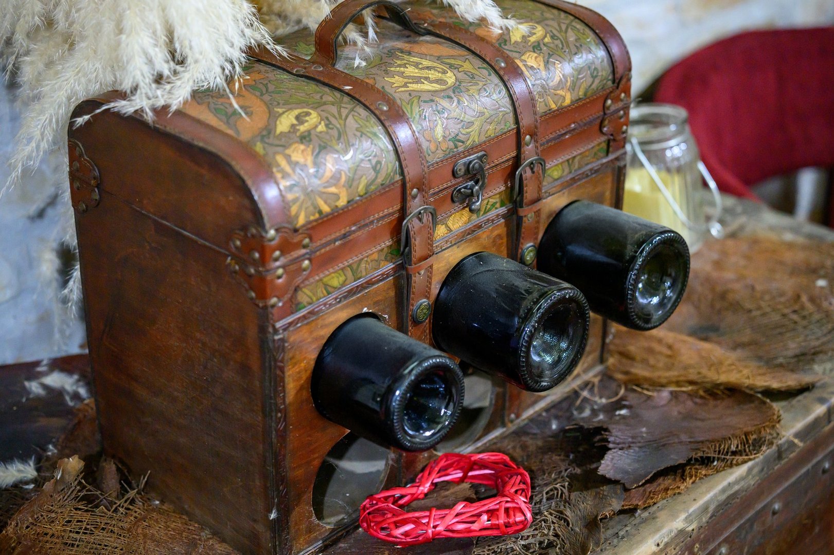 Wine bottles in a crate. Wine bottles packed in a wooden box.