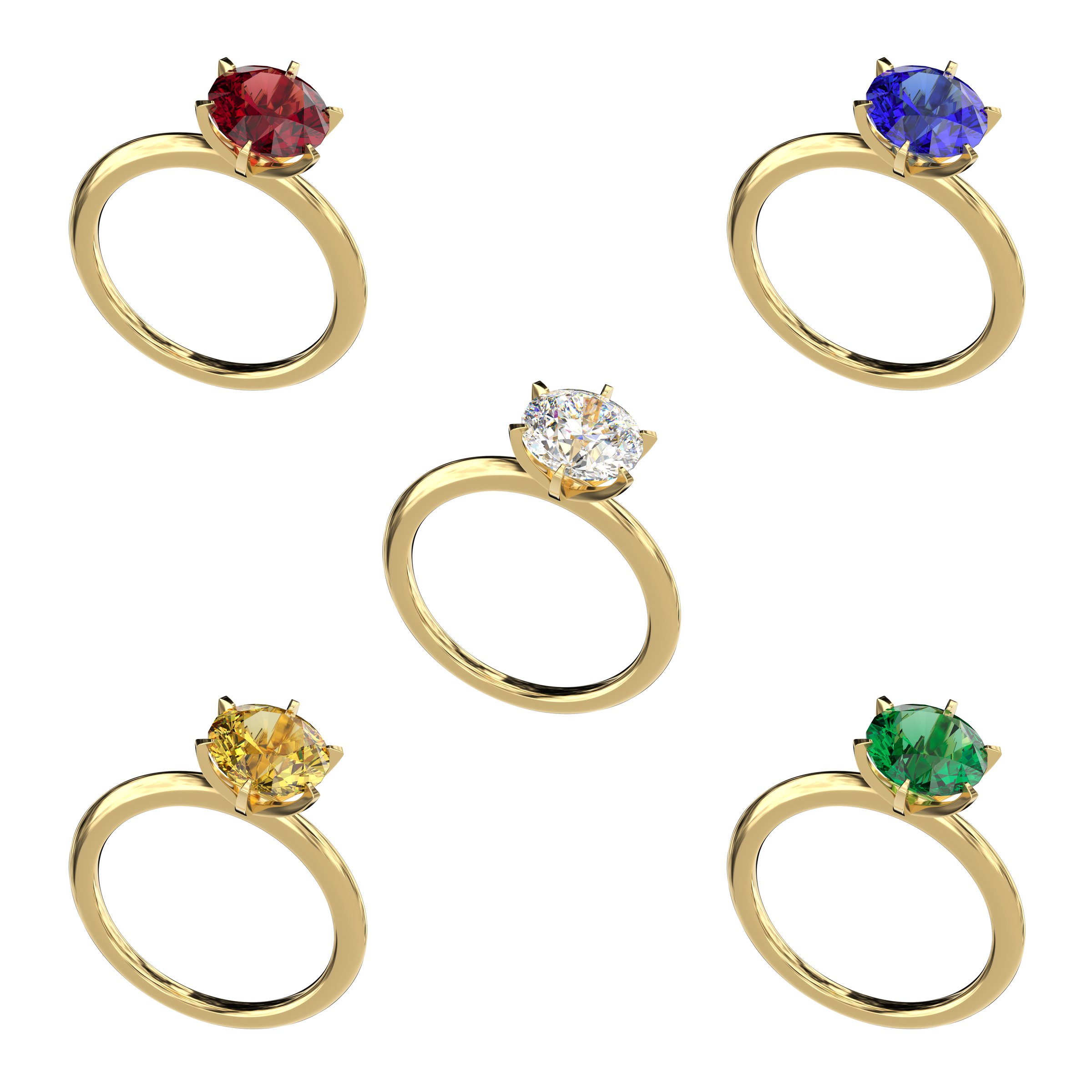 Four Colorful Stone Rings