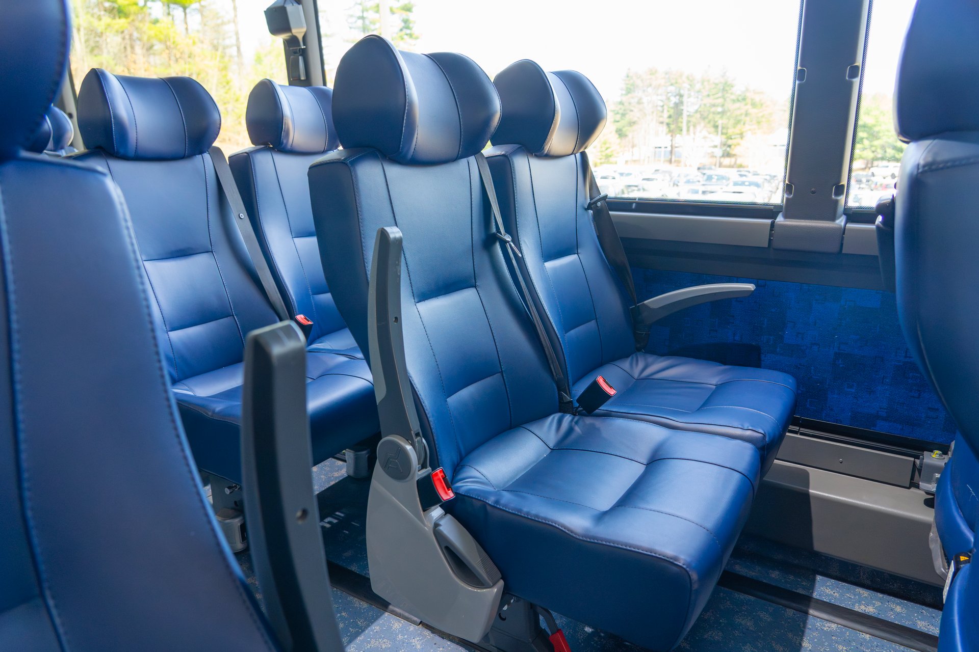 close up on leather seat on the bus