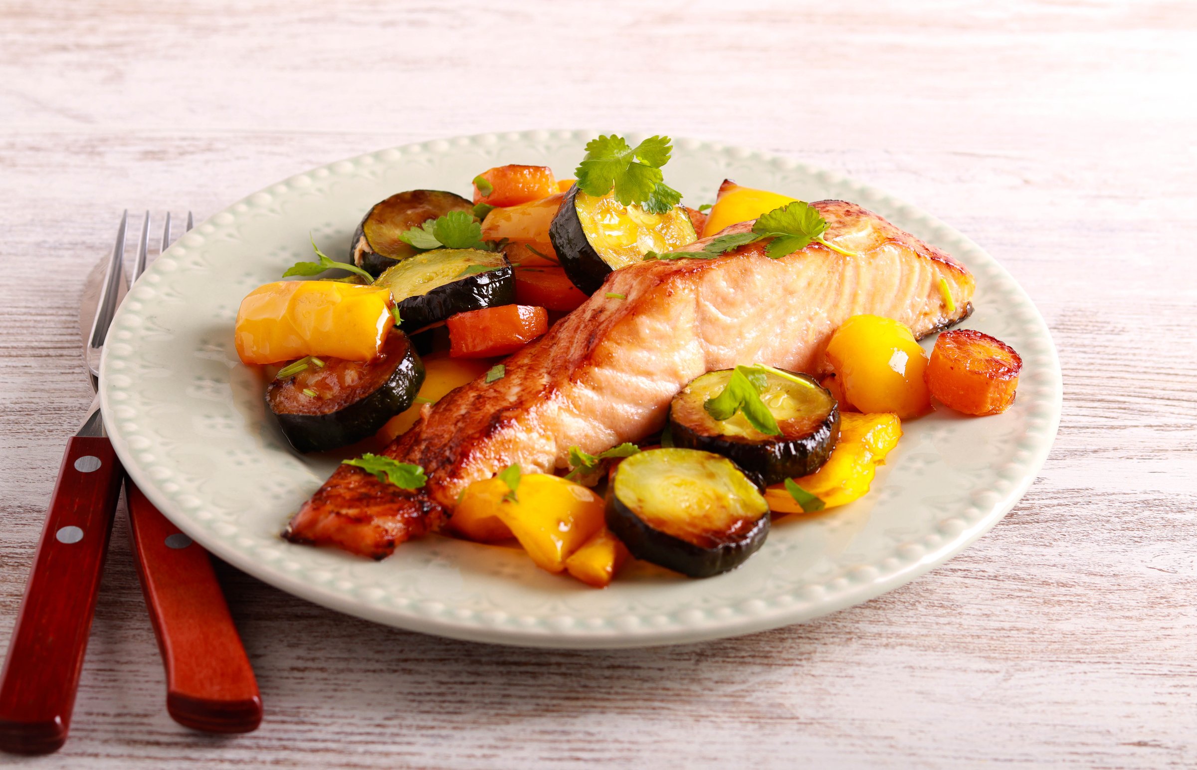 Grilled Salmon with Roasted Vegetables