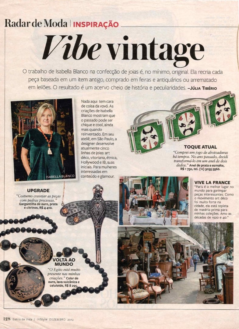 Isabella Blanco na Revista Estilo - Pioneira em joalheria histórica no Brasil