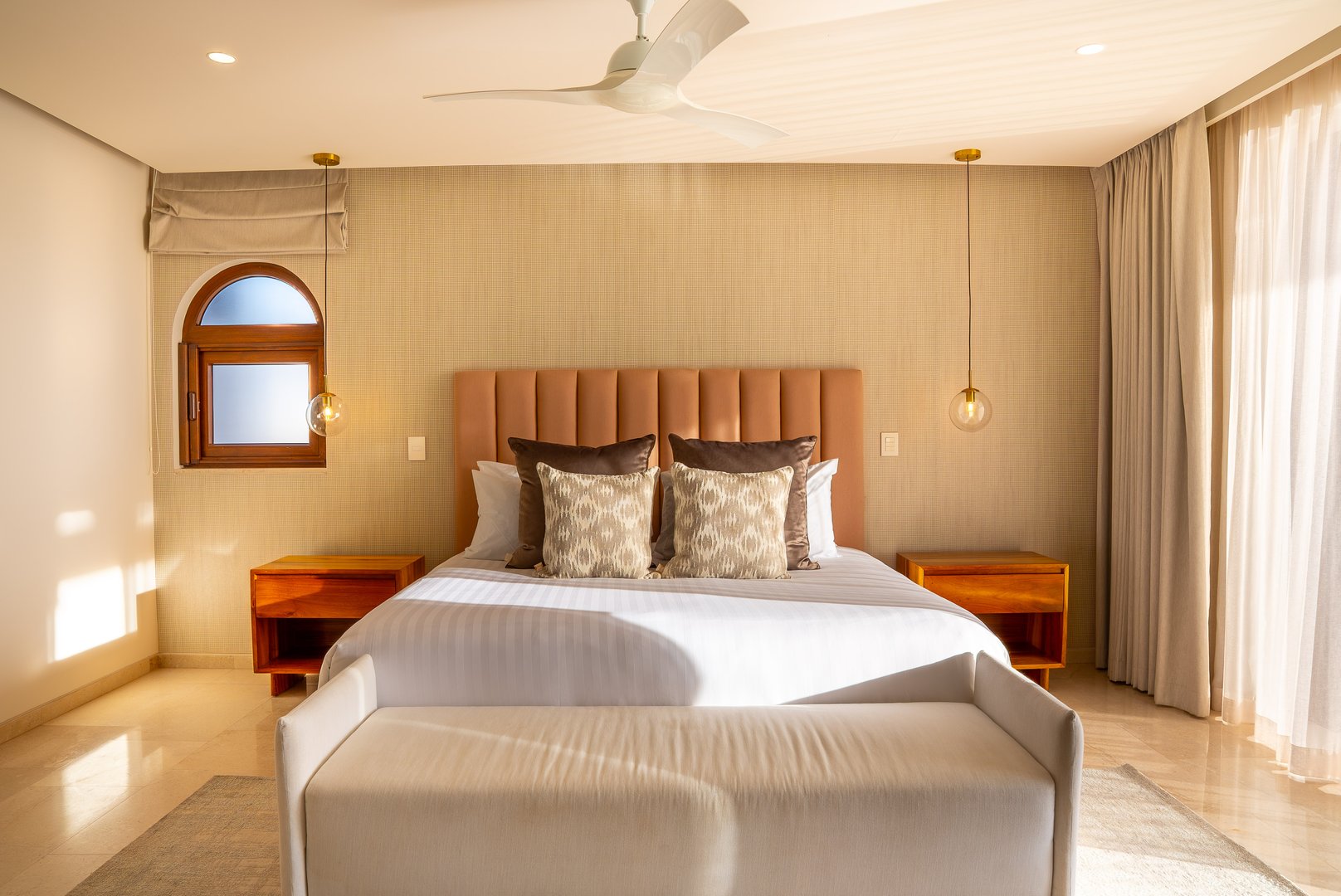 Woman taking photo of white leather backpack, pastel blue sneakers and sunglasses with smartphone. Blogger, influencer or stylist capturing spring fashion accessories for social media.