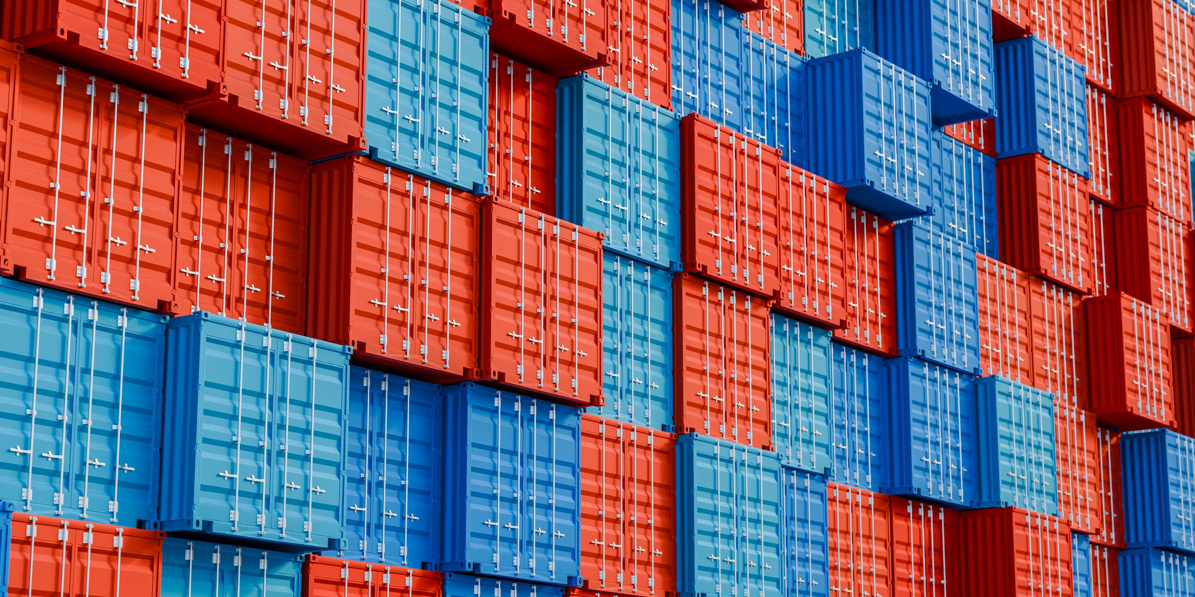 Stack of Cargo shipping in container terminal yard, global logistic freight supply chain network distribution, export and import business commercial technology concept 3d rendering