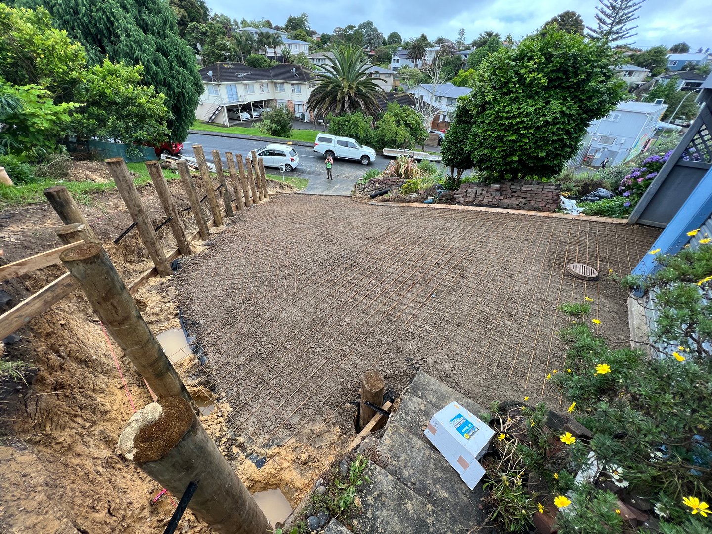 Silhouette factory building framework with welder worker