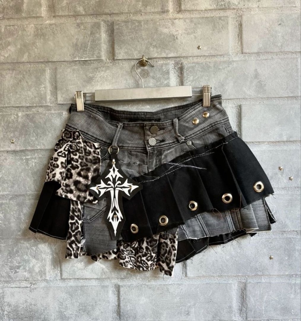 Custom upcycled skirt with Y2K styling