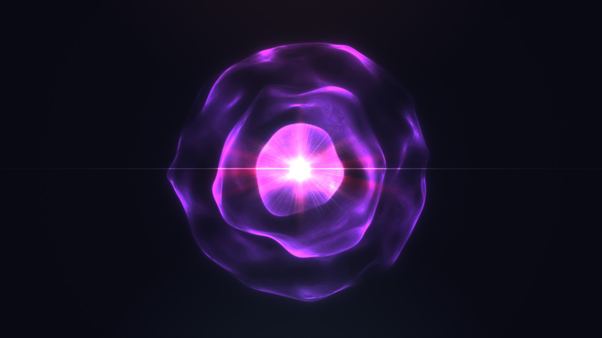 Glowing purple energy sphere with bright central starburst, radiating mystical futuristic light.