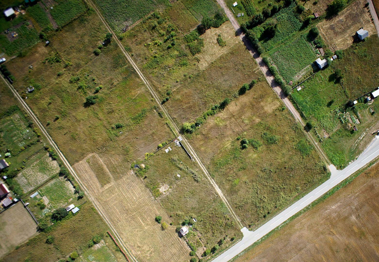 view from the drone to the small village