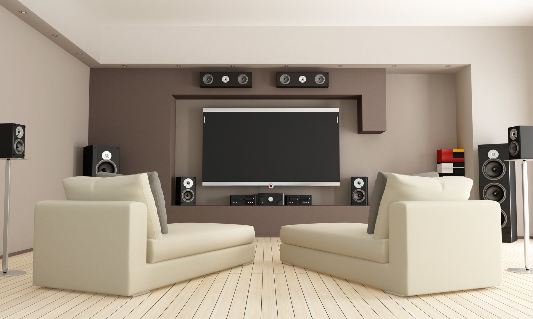 Elegant living room with home theatre system