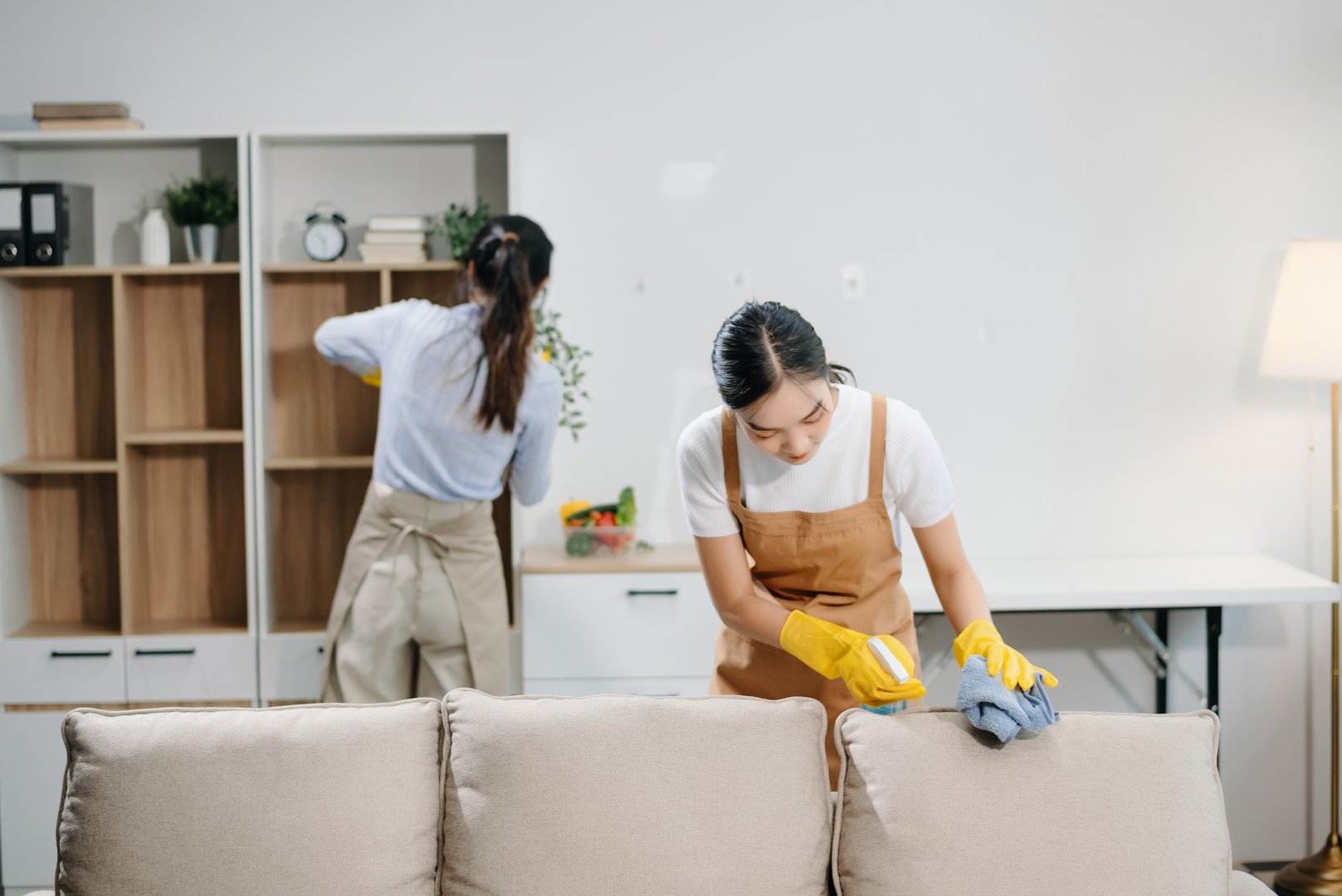 Efficient and professional housekeeping with our dynamic cleaning duo. Perfect teamwork ensures spotless cleanliness in every home.
