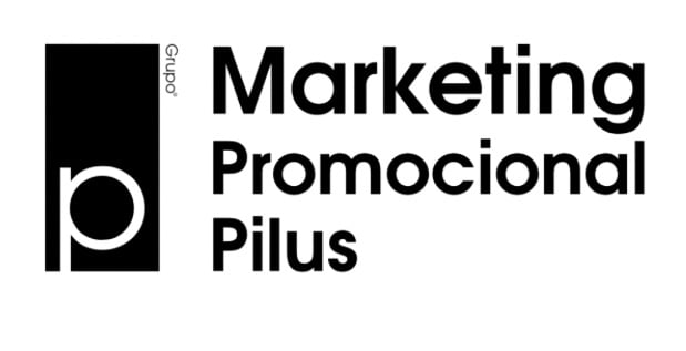 Logo of Grupo Marketing Promocional Pilus, featuring a large 'P' in a black rectangle next to the text in bold letters.