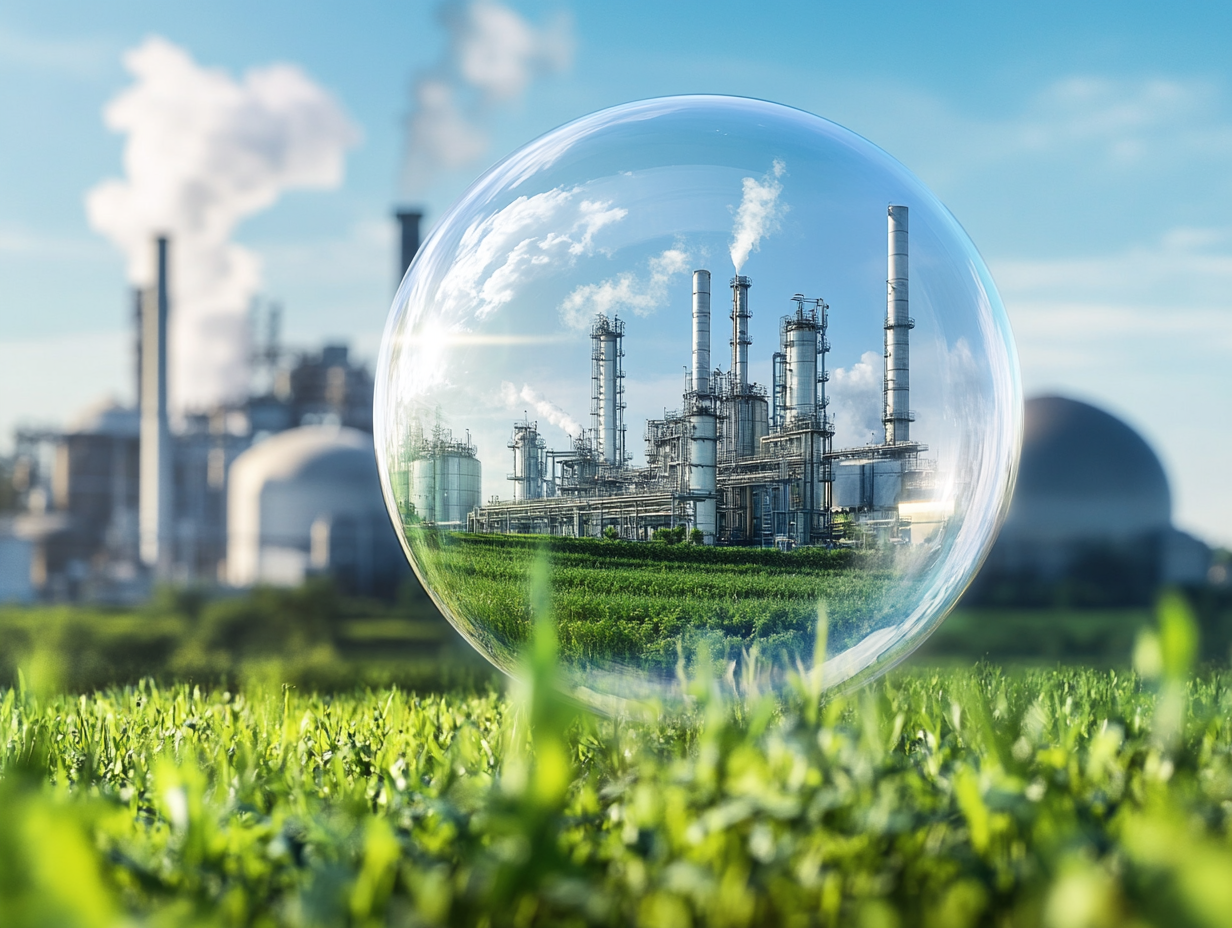 Modern industrial facility with sustainable environmental technology
