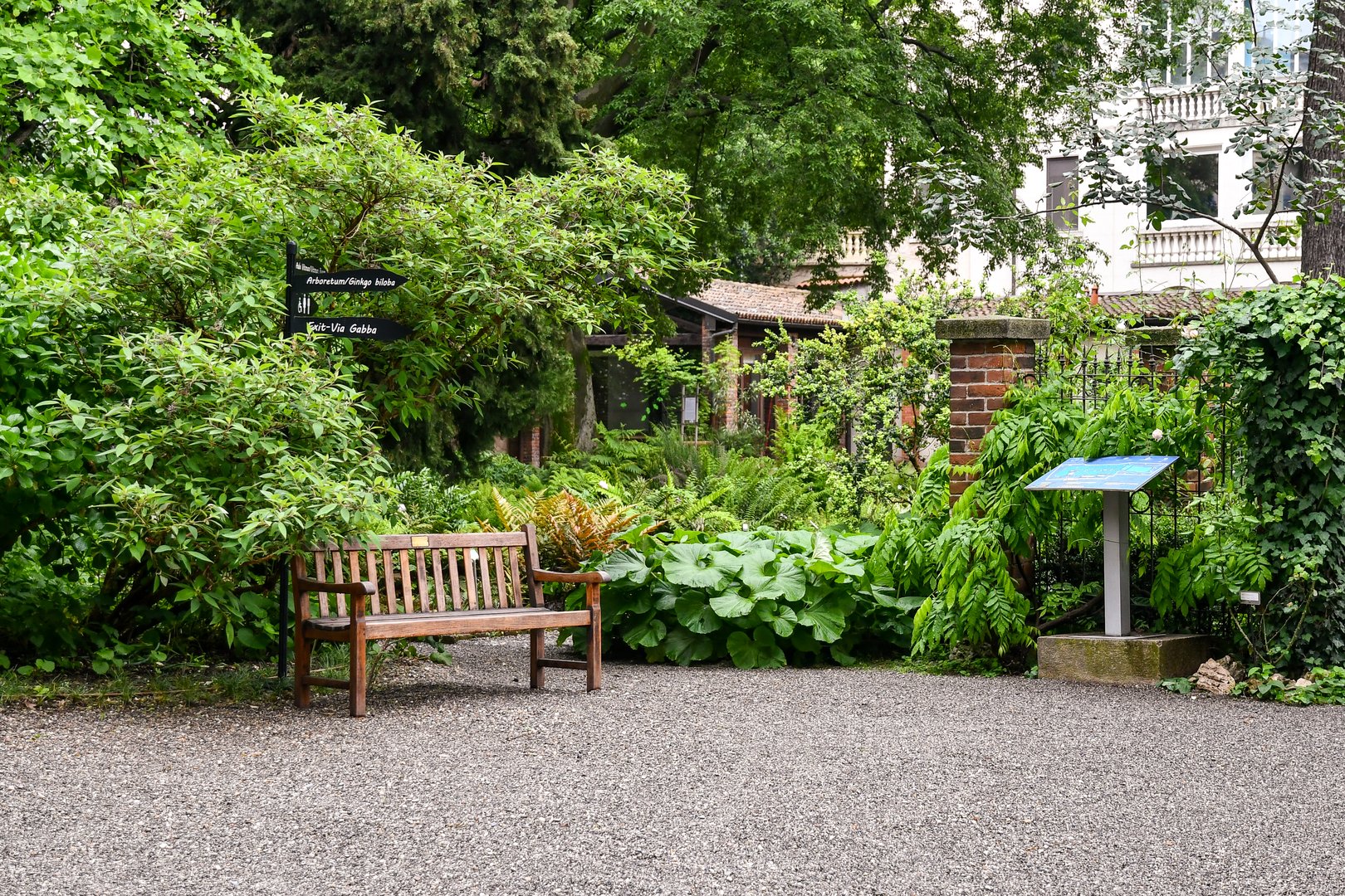 Milan, Lombardy, Italy - 04 28 2024: A corner of the Brera Botanical Garden, historic garden in the Brera district, in spring.