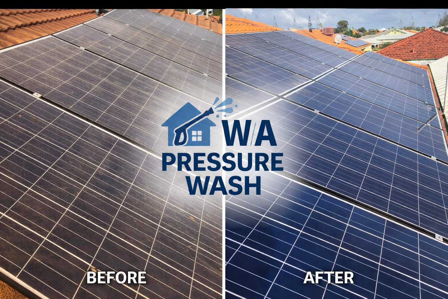 Clean solar panels shining in the sun