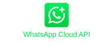 WhatsApp logo with a plus symbol, labeled WhatsApp Cloud API, on a green background.