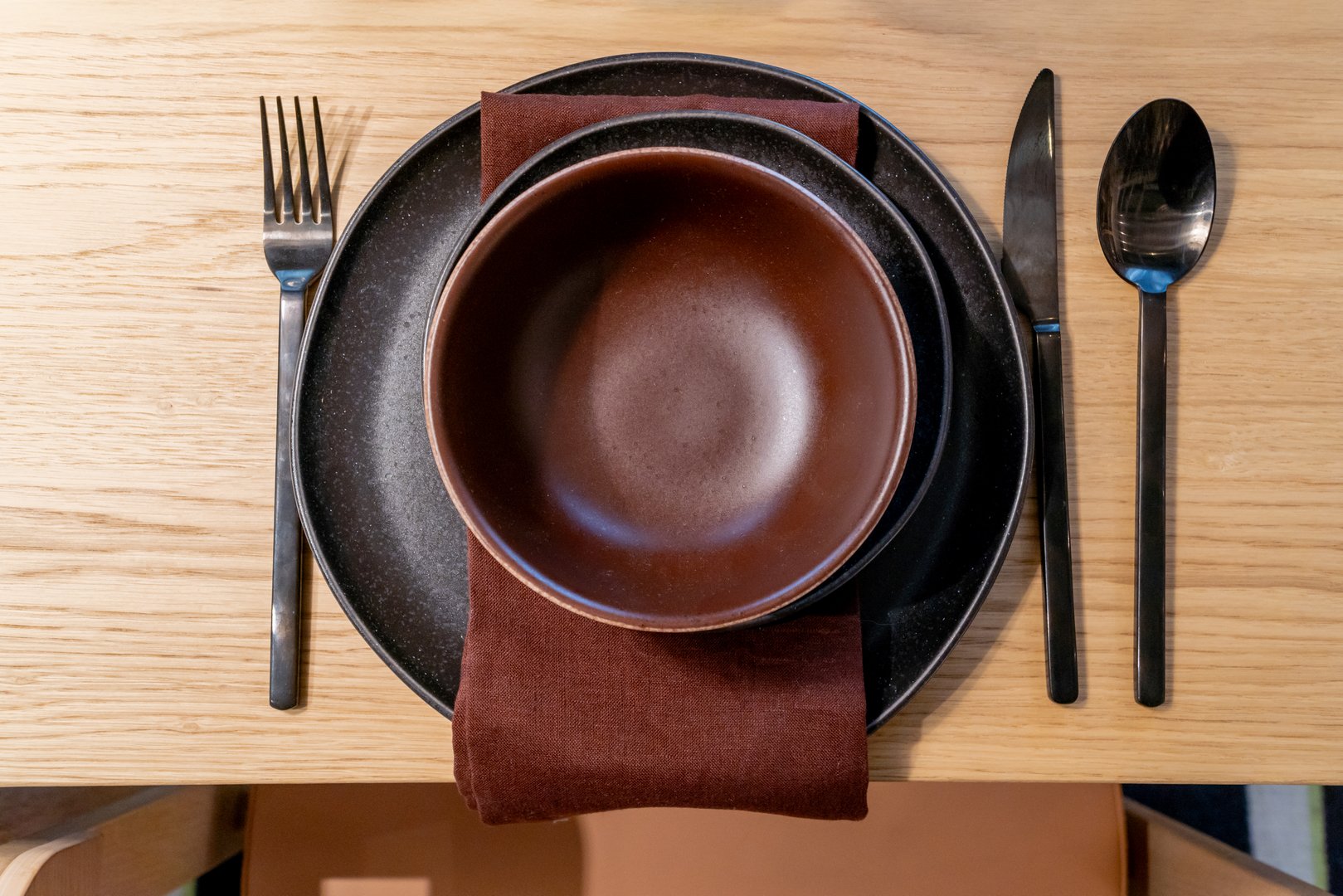 Table setting with plate and utensils