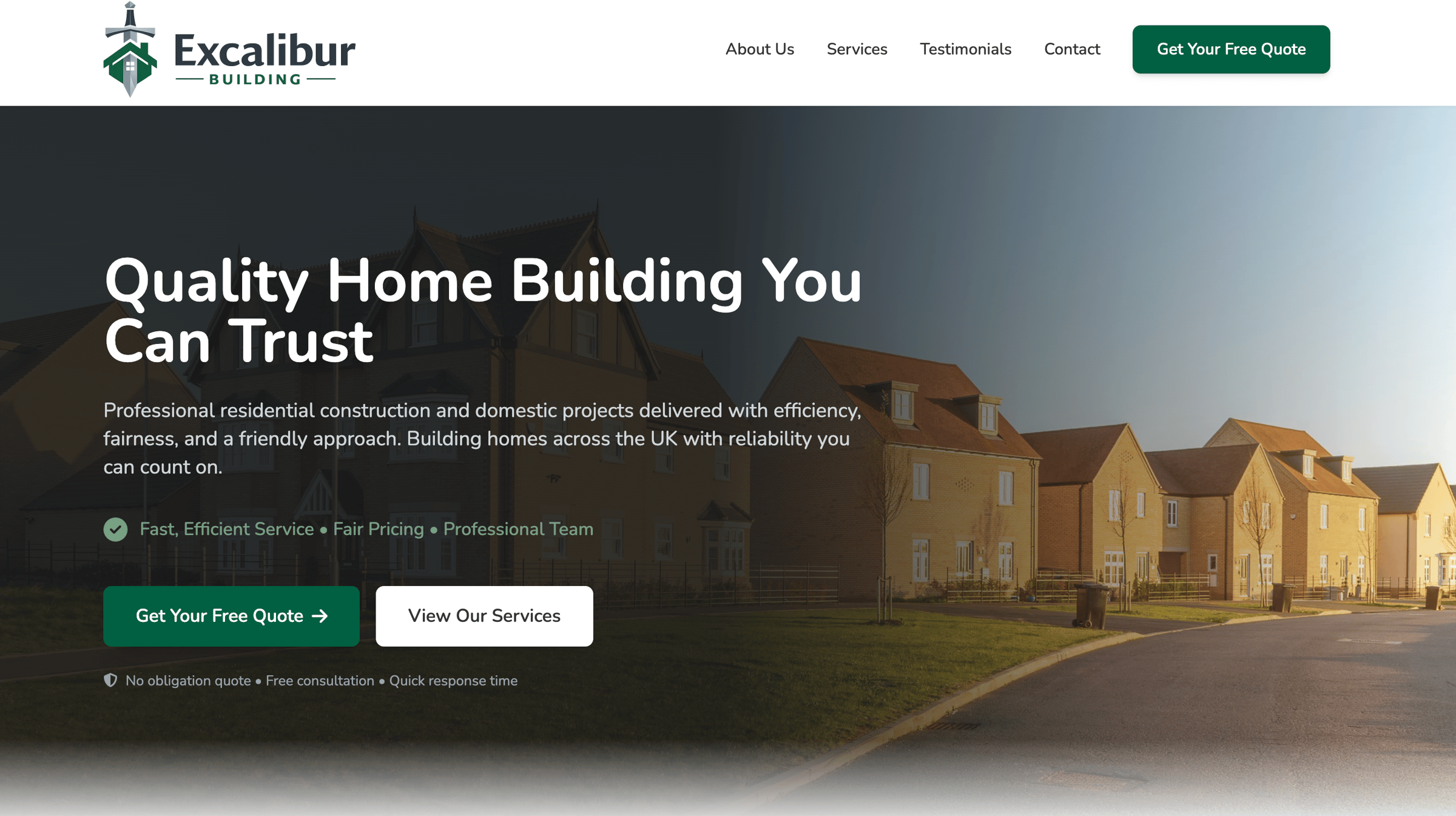 Excalibur Home website example