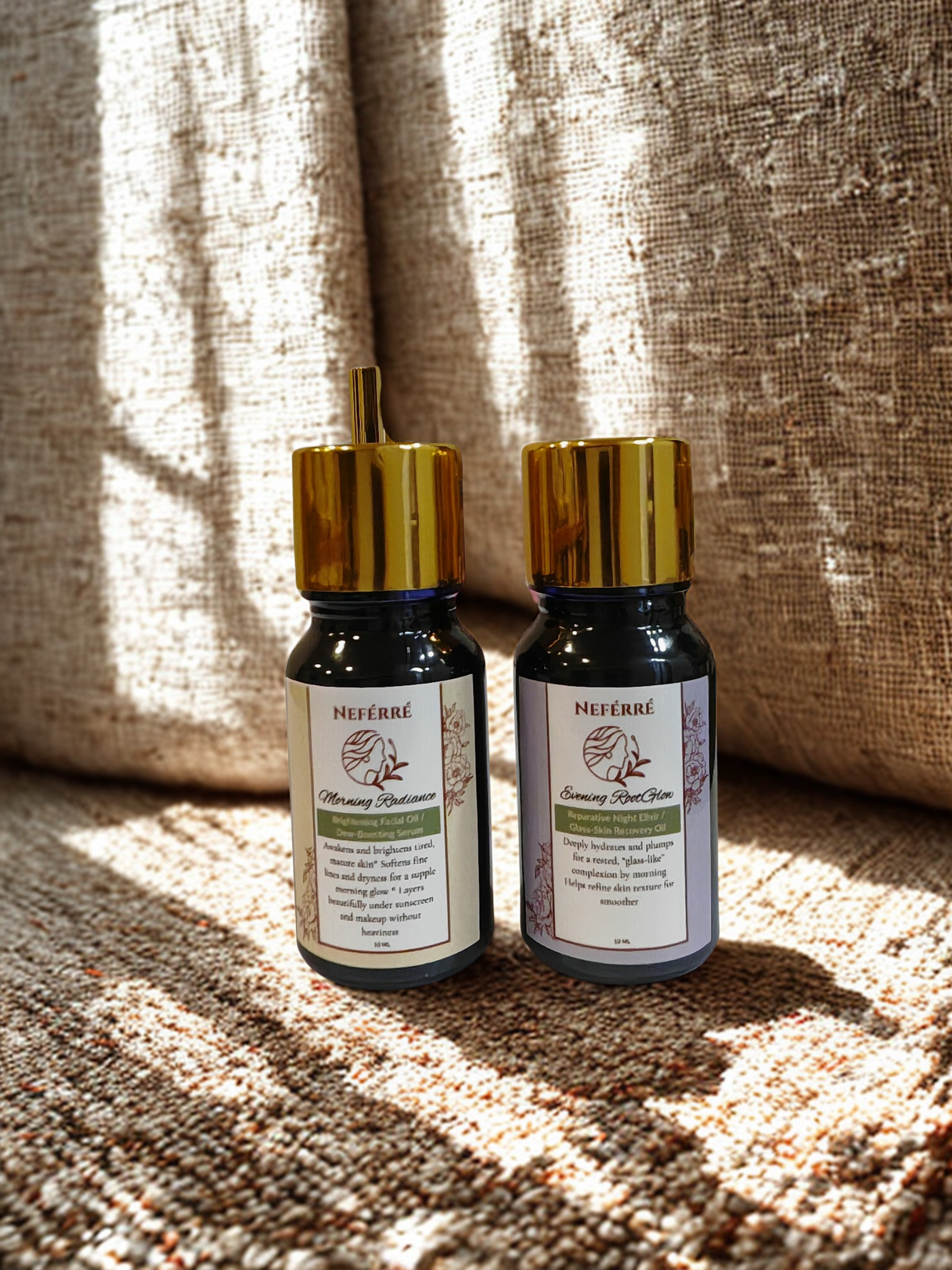 Complete Dewy and Glass-Skin Ritual Set - Morning Radiance Oil and Evening Root Glow Elixir