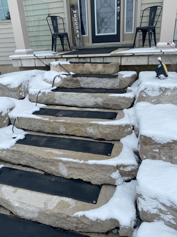 Stairway heated mat installation