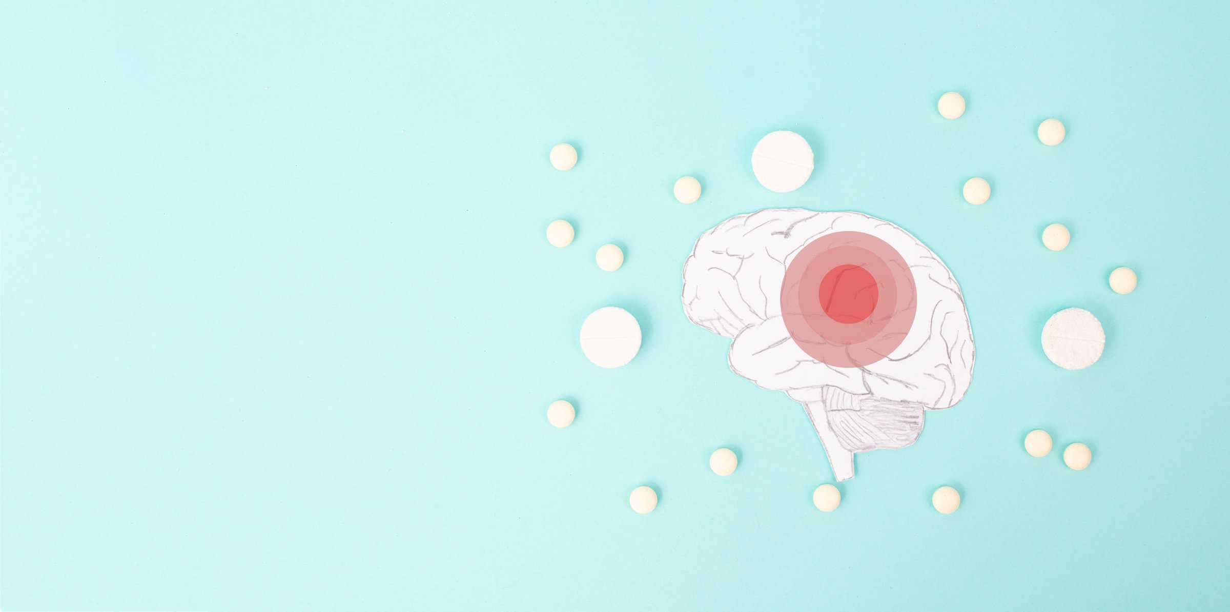 Brain with pills, Alzheimer awareness day, dementia diagnosis, Parkinson disease, memory loss disorder, damaged mind