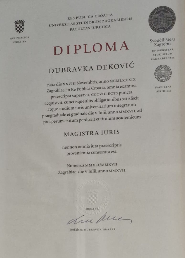 Certifikat - Dubravka Loreta
