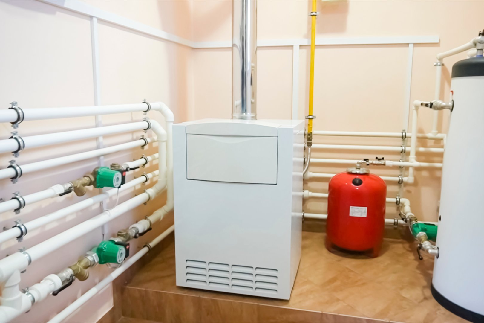 Heating equipment for a private home gas boiler room