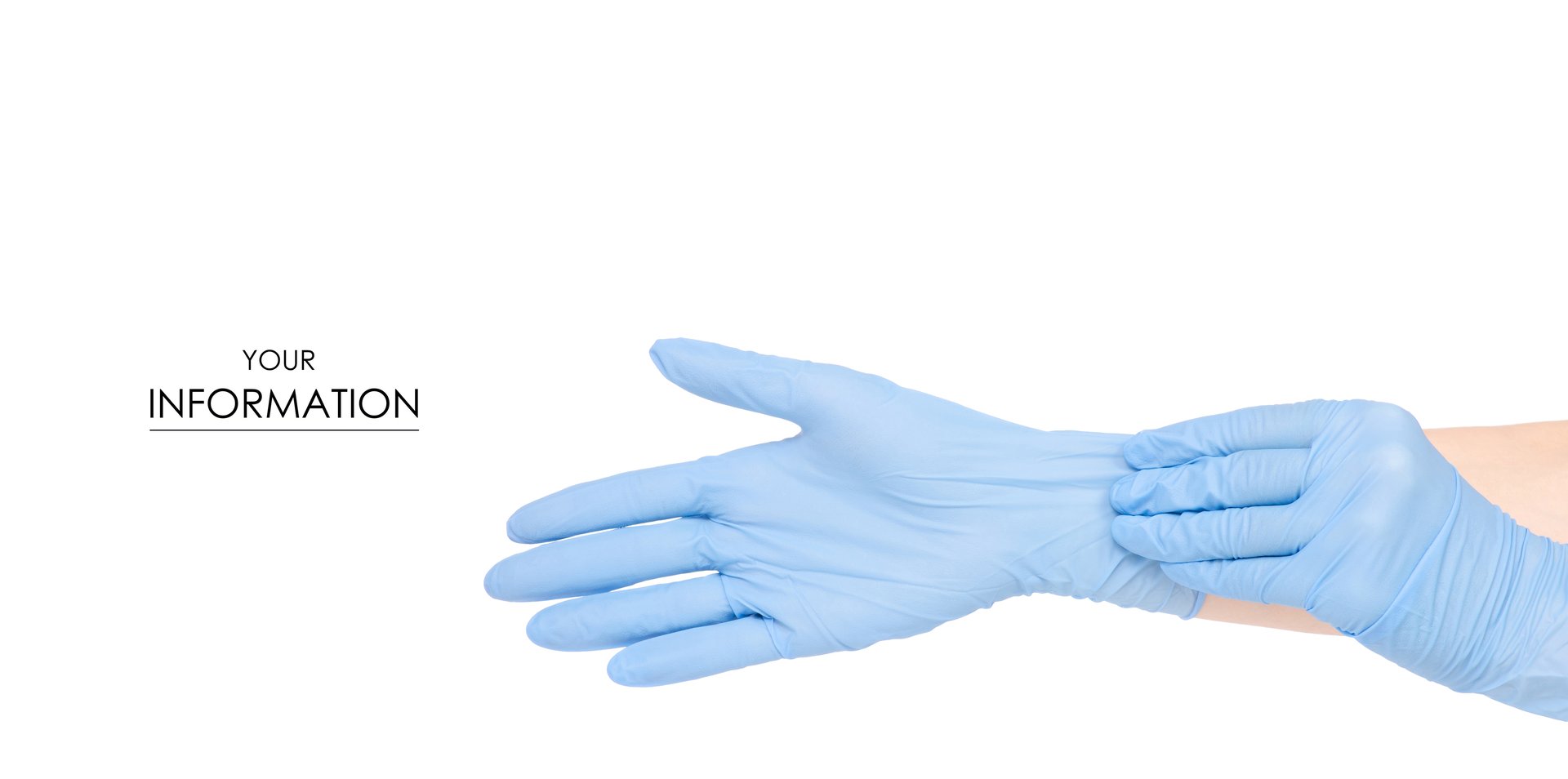 Hands in medical gloves pattern on white background isolation