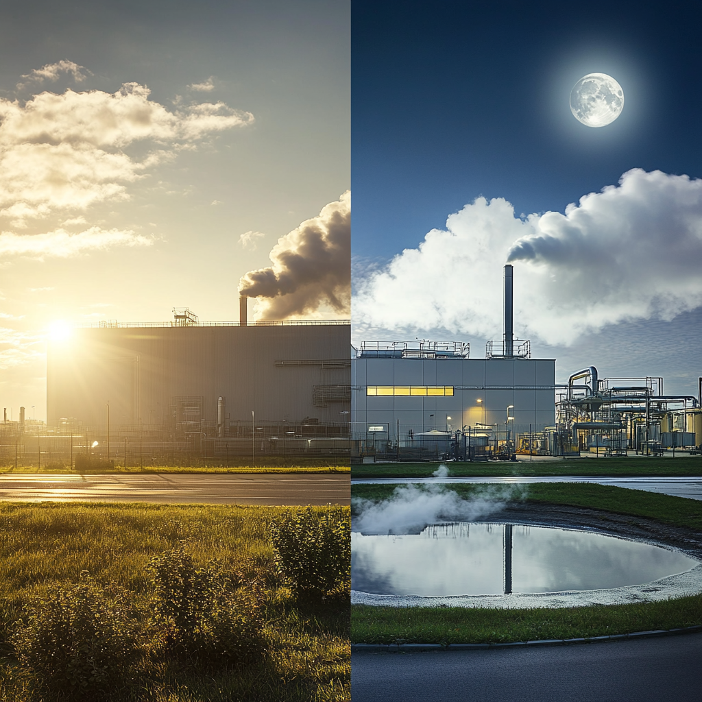 Modern industrial plant with advanced environmental technology