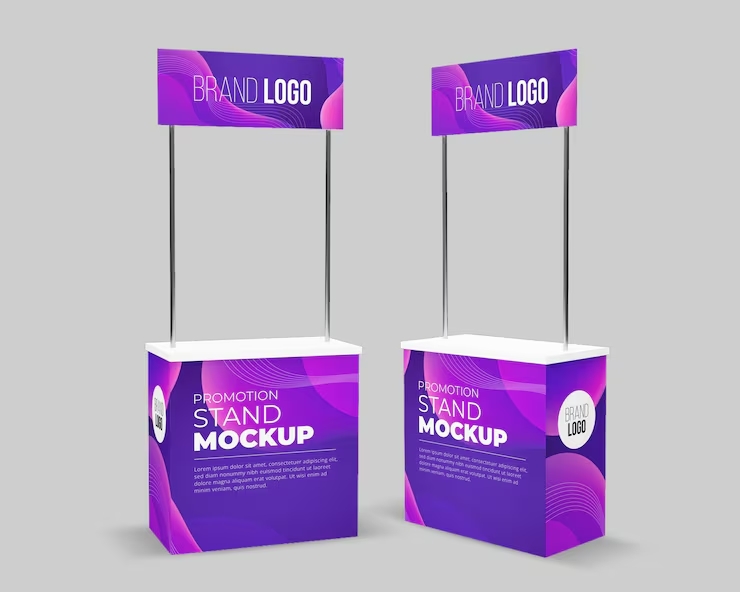 Maqueta plantilla promoción stand 3D rendering
