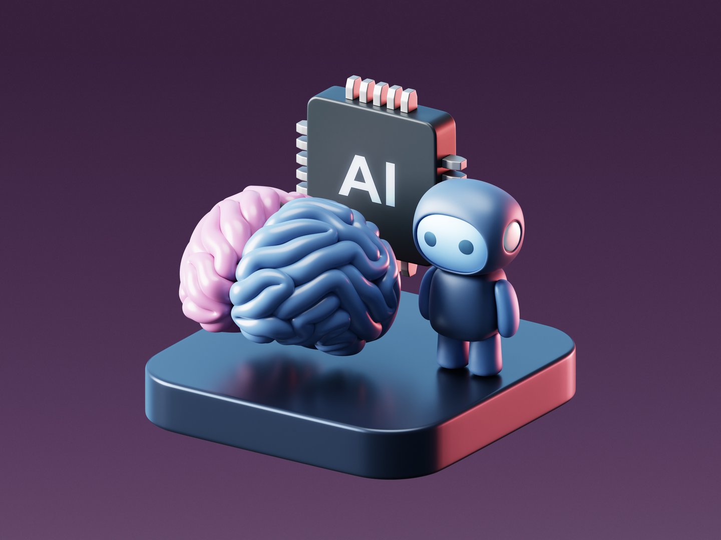 3D AI Brain with Artificial Intelligence Technology and Neural Digital Data Machine.