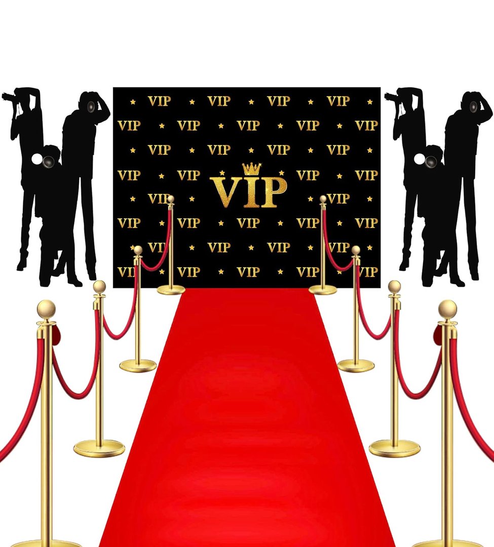 Blank backdrop banner with red carpet mockup. 3D rendering