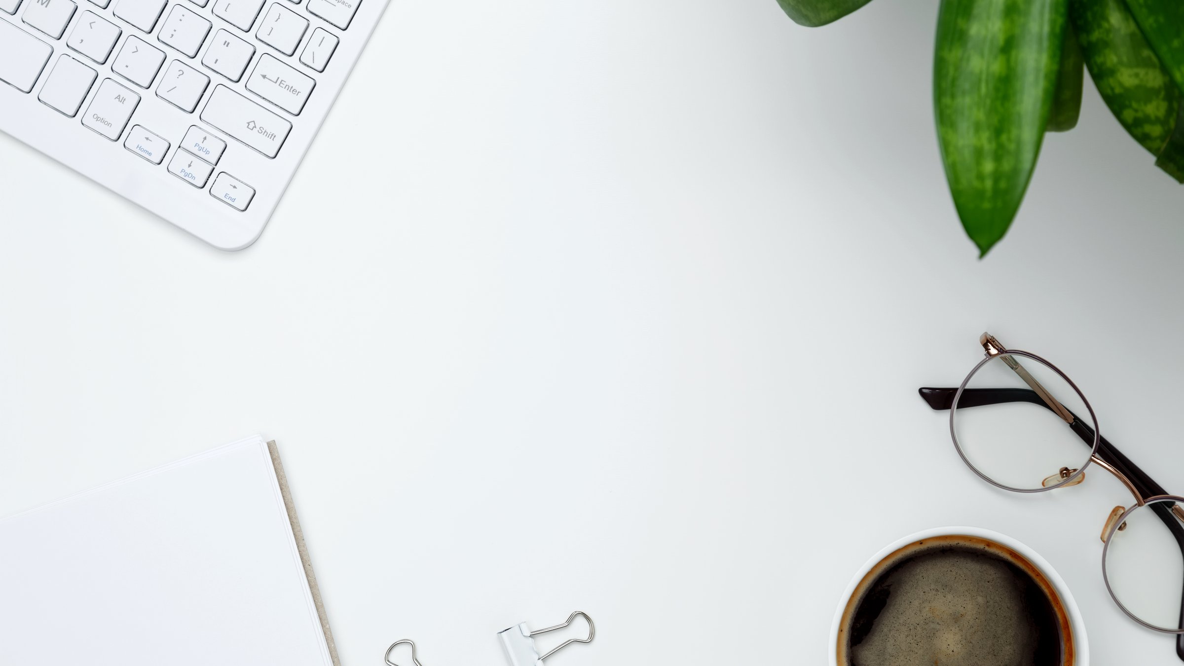 Office workspace and productivity concept. Flat lay composition with copy space. Mock up notebook