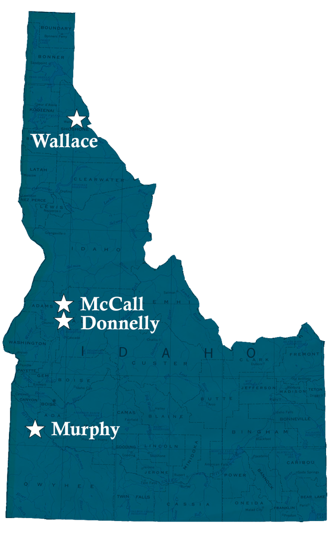Idaho map showing Mountain Meadow Adventure Rentals locations