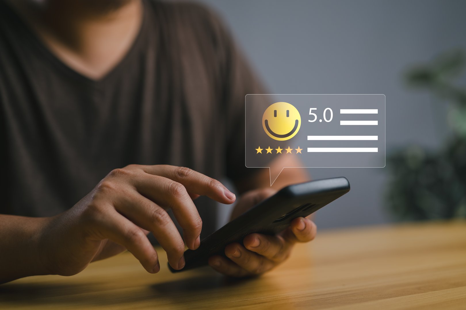 Customer Satisfaction Survey concept, 5-star satisfaction, service experience rating online application, customer evaluation product service quality, satisfaction feedback review, good quality most.