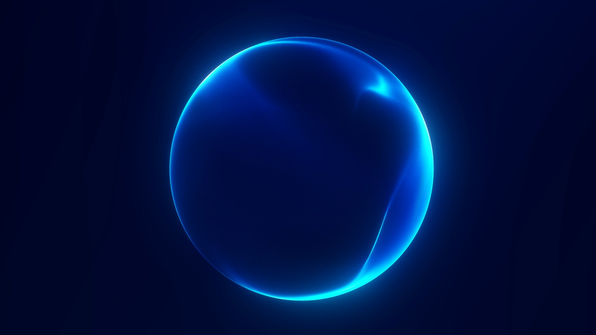 Abstract glowing blue sphere with soft luminous effects on a dark background. Futuristic orb design with smooth digital energy light.