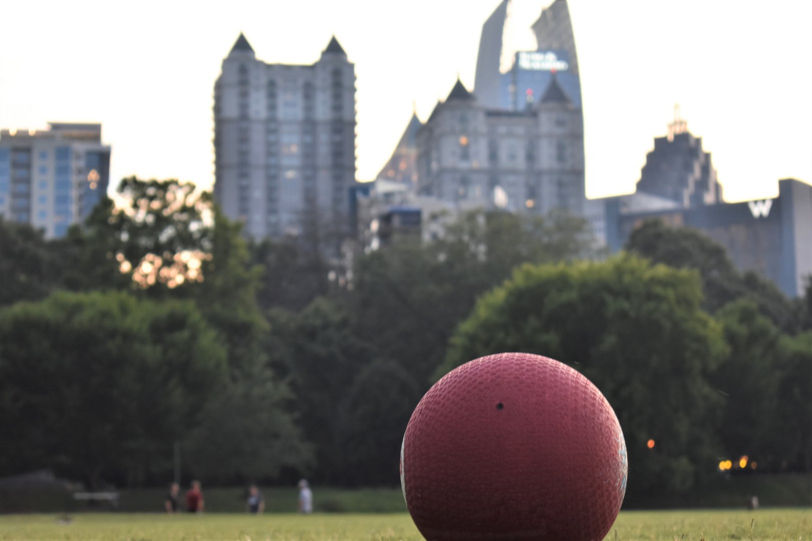 A ball on the grass field at park