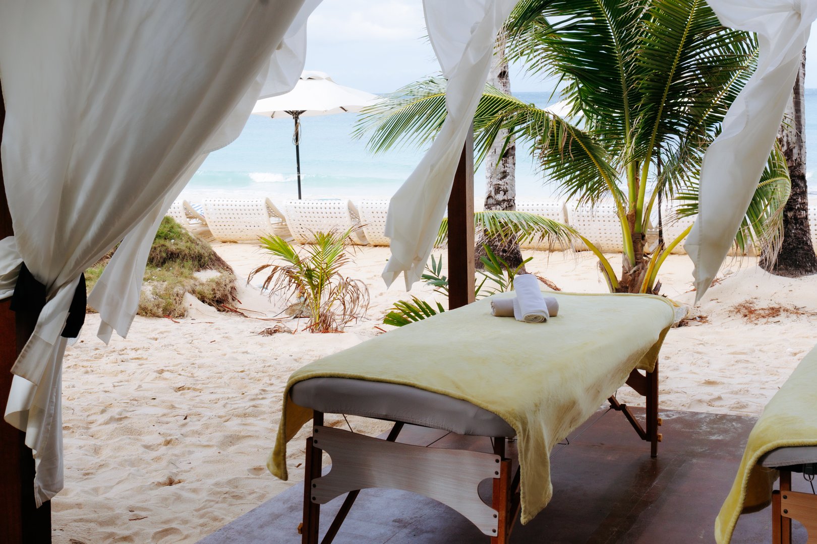 Beachfront massage setup