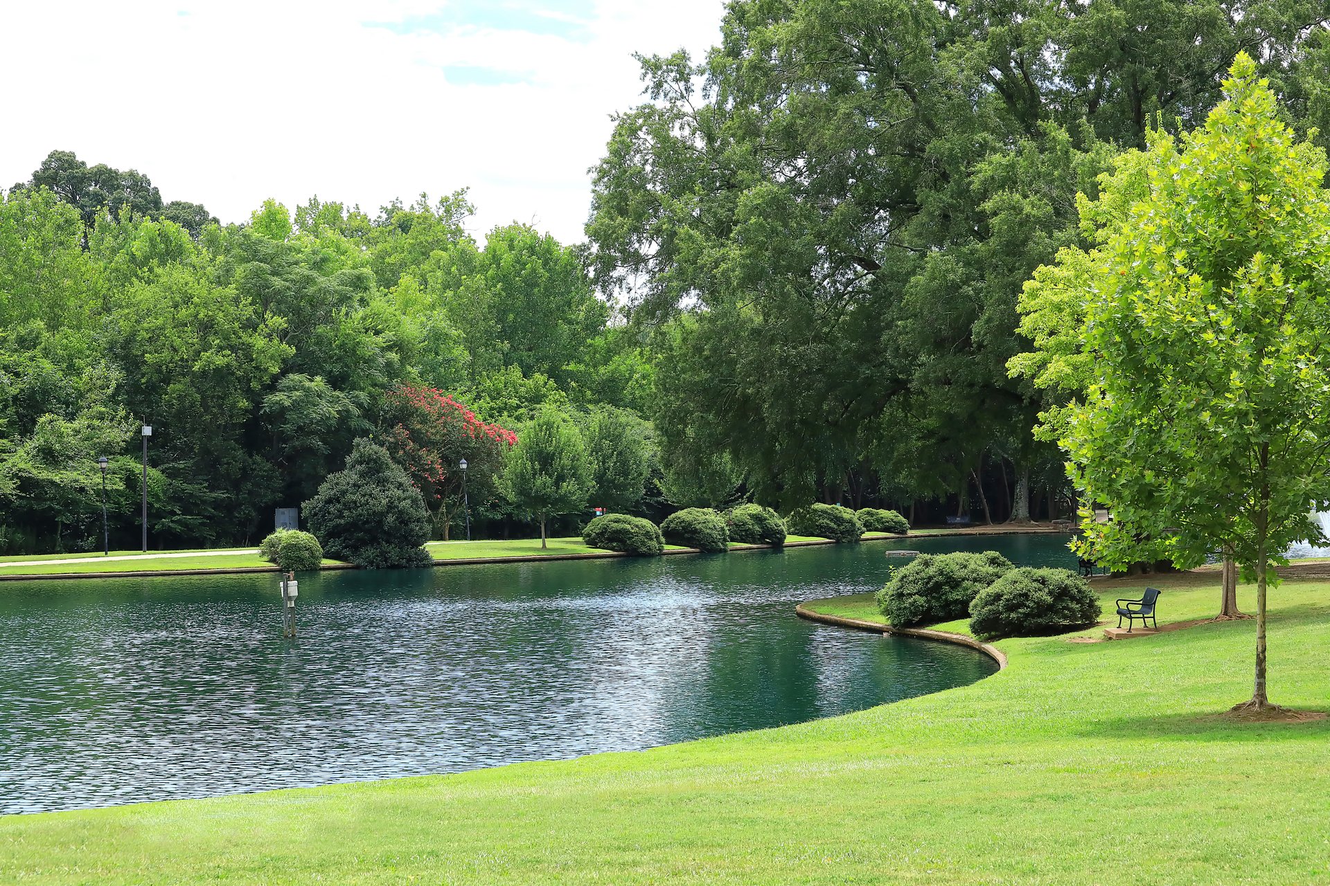 Beautiful Freedom Park, a 98-acre public park lush with green growth in the month of July.  Freedom Park is located in Charlotte, North Carolina, USA.