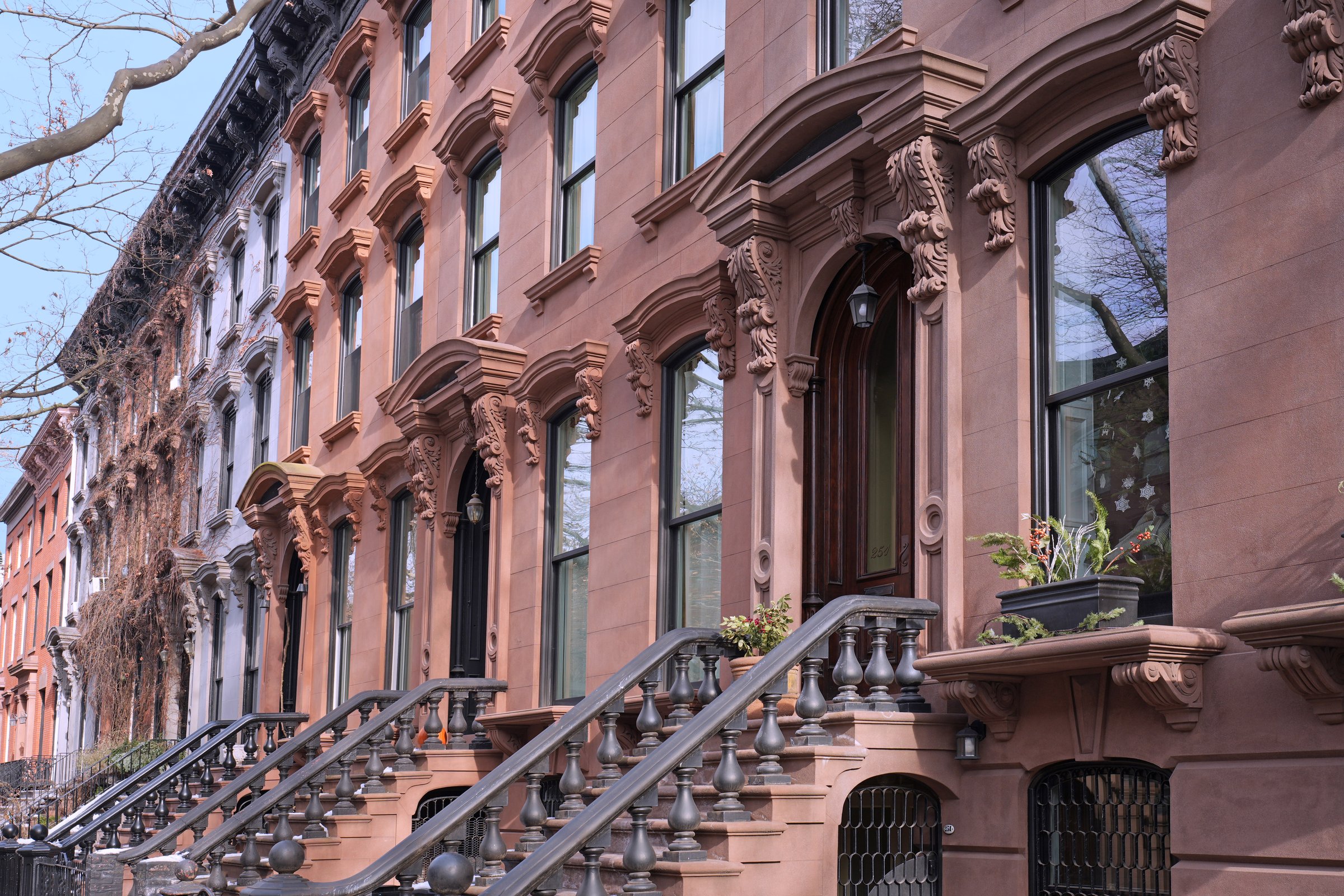 Elegant New York City brownstone townhouses